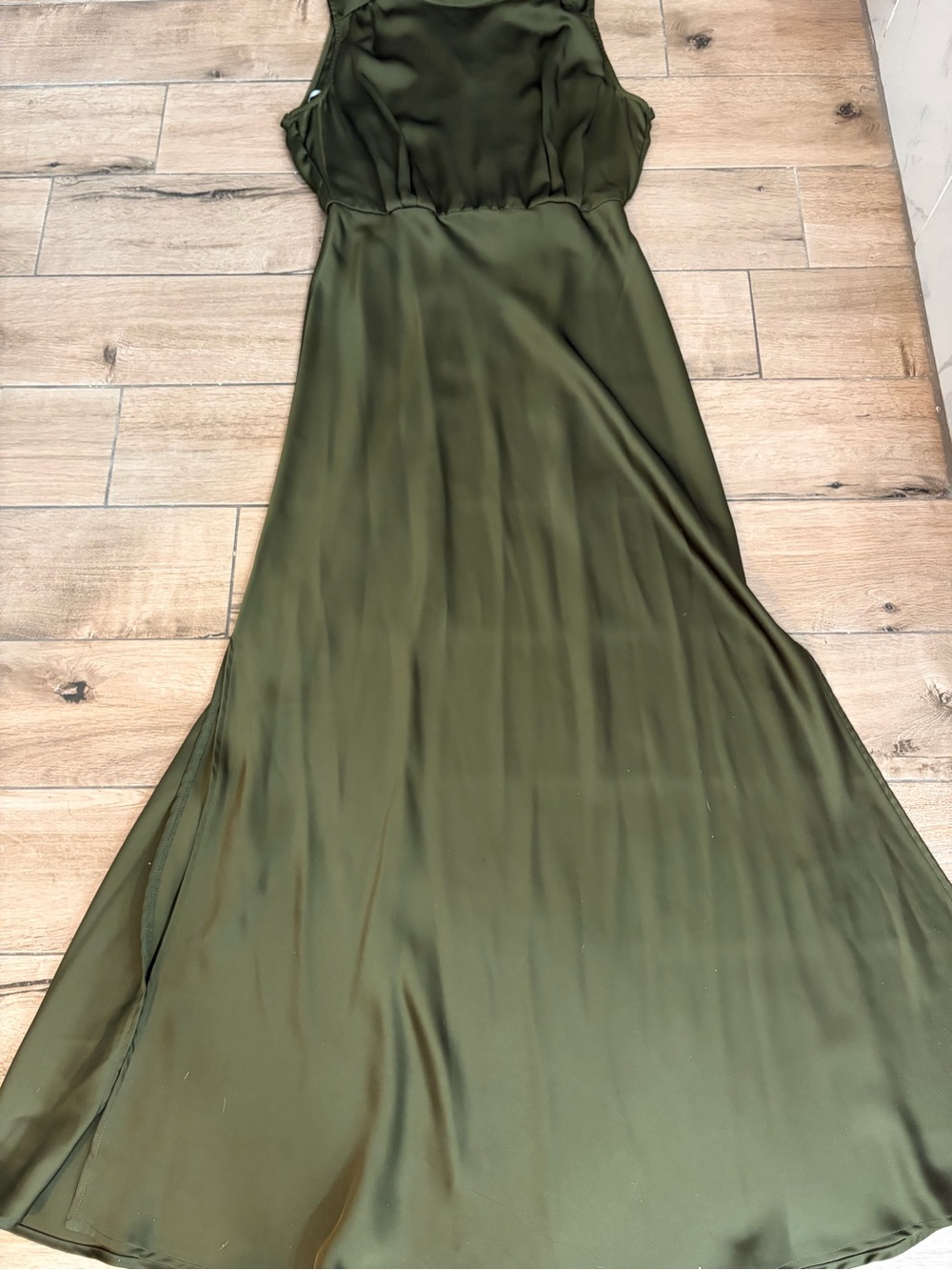 Lulu's Olive Satin Maxi Dress